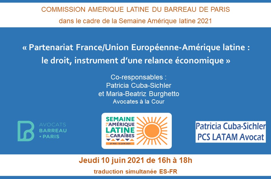 Cooperación Francia Unión Europea América Latina SALC junio 2021 Colegio de Abogados de Paris